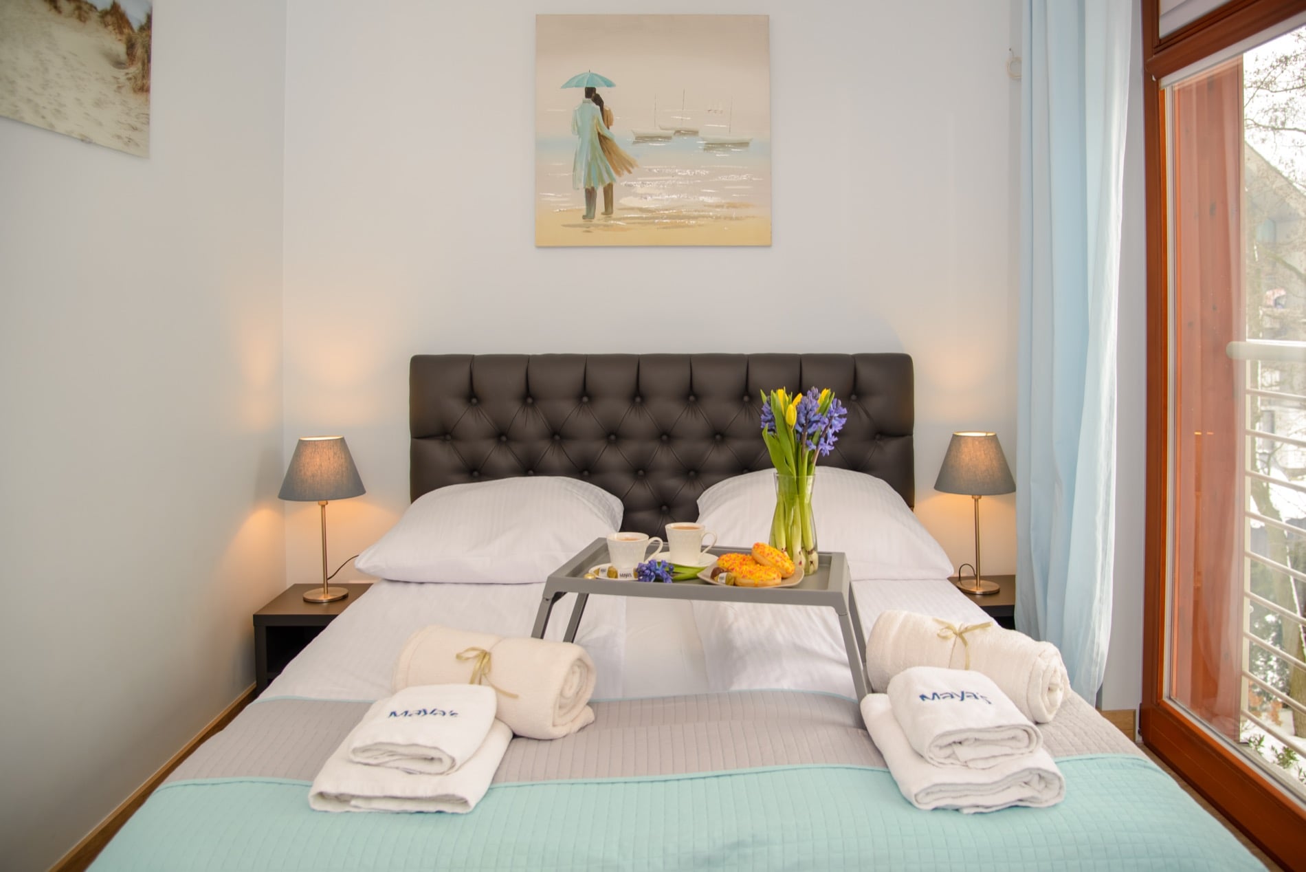 Neptun Park seaside apartment in coastal aqua tones near Brzeźno beach in Gdańsk